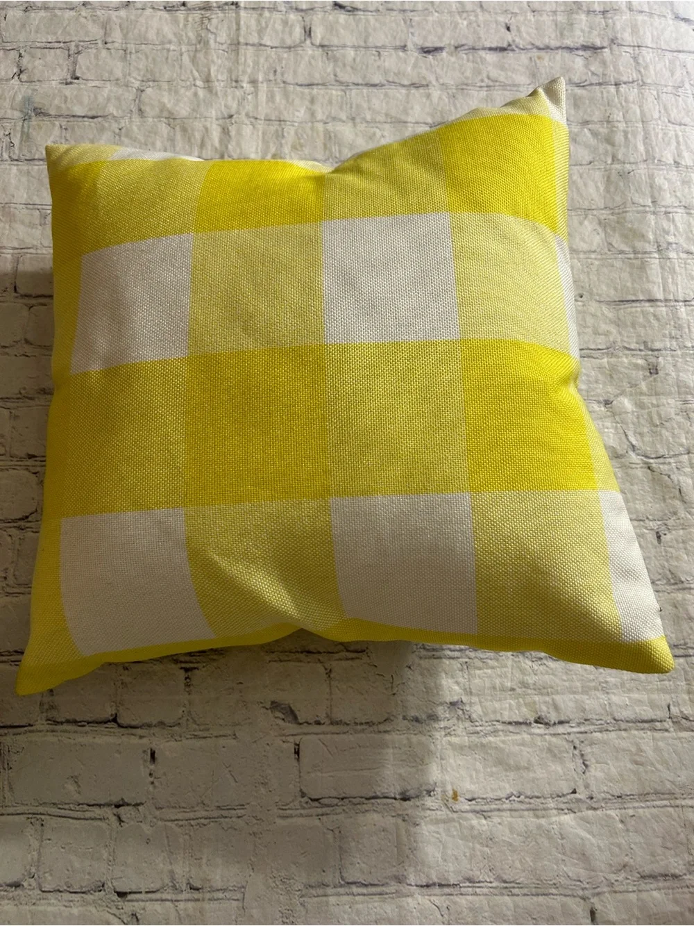 4TH EMOTION YELLOW AND WHITE BUFFALO CHECK PLAID THROW PILLOW COVERS 20”x20”